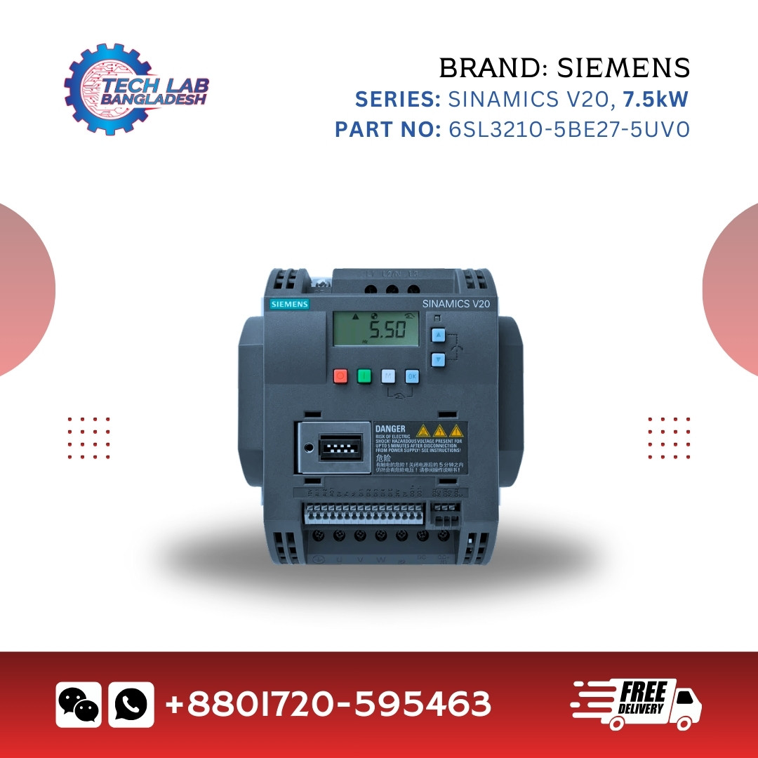 Siemens 6SL3210-5BE27-5UV0 SINAMICS V20 VFD – 7.5kW, 3 Phase, 400V, Unfiltered
