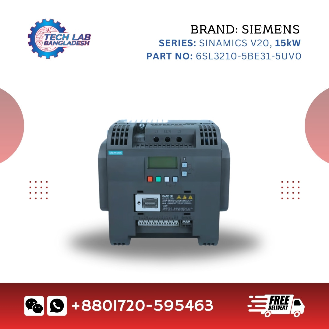 Siemens 6SL3210-5BE31-5UV0 SINAMICS V20 VFD – 15kW, 3 Phase, 400V, Unfiltered