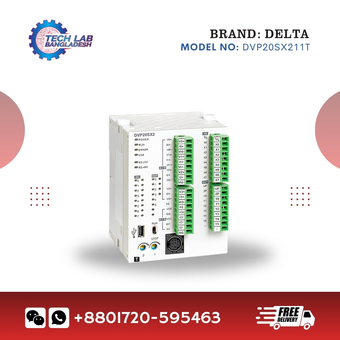 Delta DVP20SX211T PLC | SX2 Series Analog Transistor Output Controller