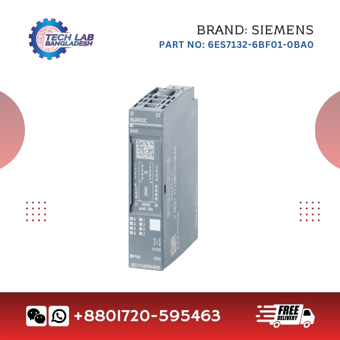 SIMATIC ET 200SP, Digital output module, DQ 8x 24V DC/0,5A Standard, 6ES7132-6BF01-0BA0